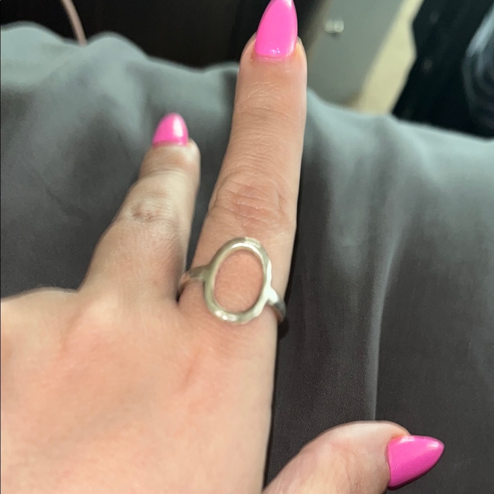 .925 Sterling Silver Hammered Oval Ring, Opulenza Designs, size 10